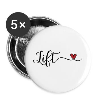 Ich liebe Lifting - Lift Heart - Buttons groß 56 mm (5er Pack) - Weiß - Vorne