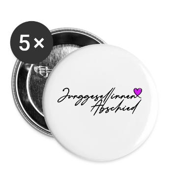 Junggesellinnen Abschied Herz - Buttons groß 56 mm (5er Pack) - Weiß - Vorne