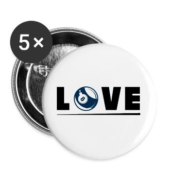 Love Pool 8 Ball Billiards Lover Design - Buttons groß 56 mm (5er Pack) - Weiß - Vorne