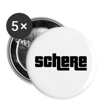 Schere schwarz - Buttons groß 56 mm (5er Pack) - Weiß - Vorne