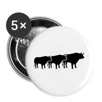 Stier Trio Silhouette - Buttons groß 56 mm (5er Pack) - Weiß - Vorne