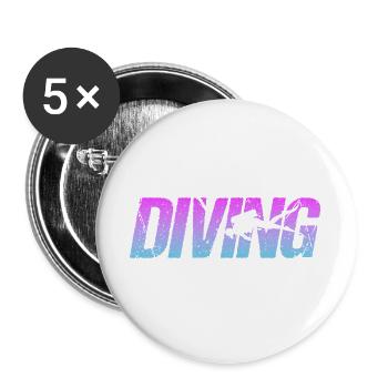 Tauchen Diving - Buttons groß 56 mm (5er Pack) - Weiß - Vorne