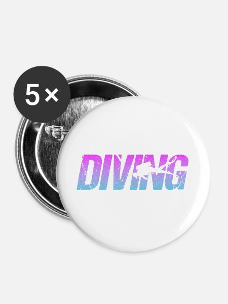 Tauchen Diving - Buttons groß 56 mm (5er Pack) - Weiß