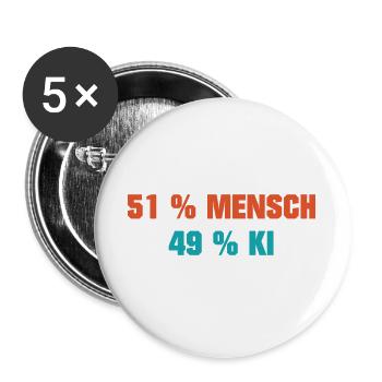 51 % Mensch · 49 % KI - Buttons groß 56 mm (5er Pack) - Weiß - Vorne