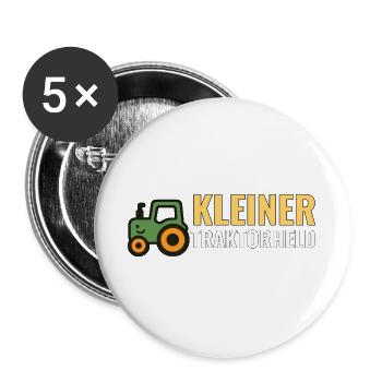 Kleiner Traktorheld – Kinder T‑Shirt Geschenkidee - Buttons groß 56 mm (5er Pack) - Weiß - Vorne