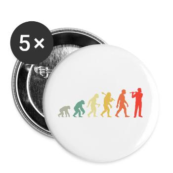 Retro Querflöte Evolution Für Flötisten - Buttons groß 56 mm (5er Pack) - Weiß - Vorne