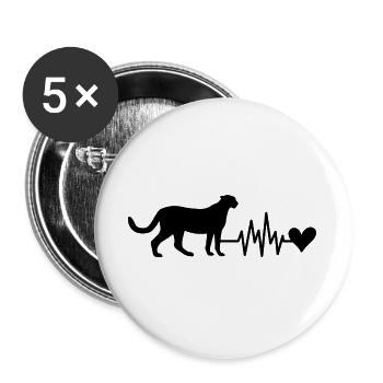 Gepard Herz Heartbeat - Buttons groß 56 mm (5er Pack) - Weiß - Vorne
