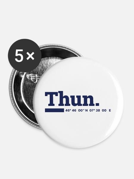 Thun Koordinaten - Buttons groß 56 mm (5er Pack) - Weiß