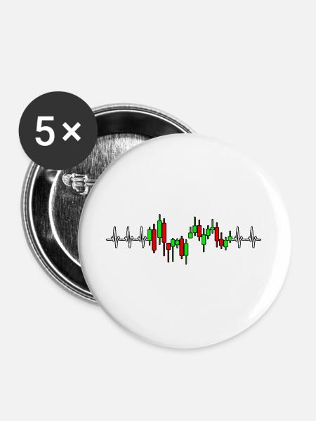 Trader Herzschlag Aktien Krypto Diagramm - Buttons groß 56 mm (5er Pack) - Weiß