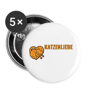 Katzenliebe für echte Katzenfans. - Buttons groß 56 mm (5er Pack) - Weiß - Vorne