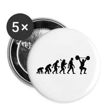 Fitness Gewichtheben Evolution Für Kraftsportler - Buttons groß 56 mm (5er Pack) - Weiß - Vorne