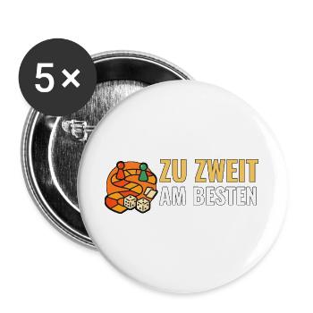 Brettspiele für 2 Zu zweit am besten. - Buttons groß 56 mm (5er Pack) - Weiß - Vorne