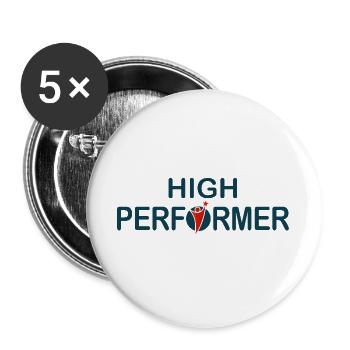 High Performer – Starkes Motiv - Buttons groß 56 mm (5er Pack) - Weiß - Vorne