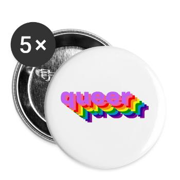 3D-queer - Buttons groß 56 mm (5er Pack) - Weiß - Vorne