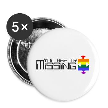 Du bist mein fehlendes Puzzleteil [Regenbogen] - Buttons groß 56 mm (5er Pack) - Weiß - Vorne
