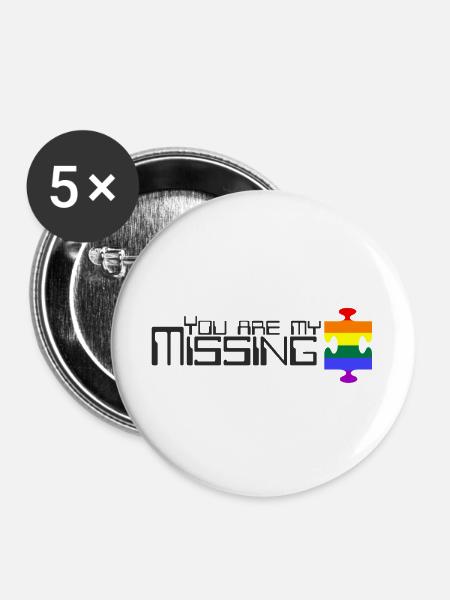 Du bist mein fehlendes Puzzleteil [Regenbogen] - Buttons groß 56 mm (5er Pack) - Weiß