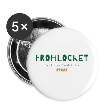 Frohlocket – Familiäres Spektakulum | Weihnachten - Buttons groß 56 mm (5er Pack) - Weiß - Vorne