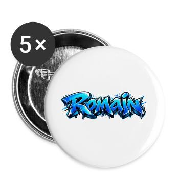 Romain Graffiti Name: Der König der Straße! - Buttons groß 56 mm (5er Pack) - Weiß - Vorne