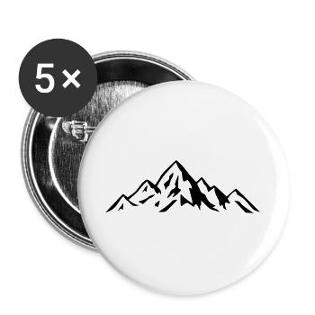 Bergsilhouette - Buttons groß 56 mm (5er Pack) - Weiß - Vorne
