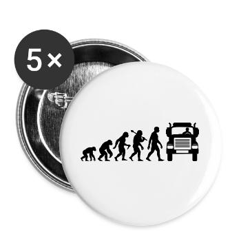 Retro LKW Fahrer Evolution Für Fernfahrer - Buttons groß 56 mm (5er Pack) - Weiß - Vorne