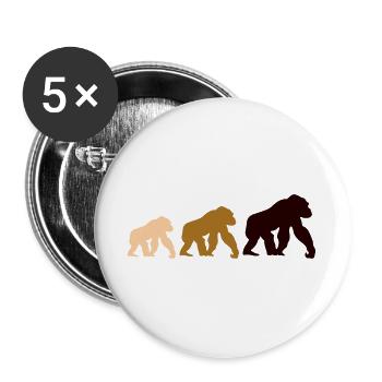 Dreier Gorillas Silhouetten - Buttons groß 56 mm (5er Pack) - Weiß - Vorne