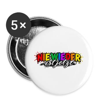 Nie Wieder ist Jetzt Graffiti - Buttons groß 56 mm (5er Pack) - Weiß - Vorne