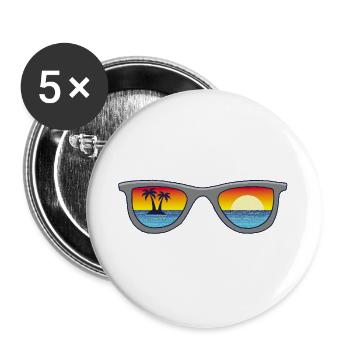 Sonnenbrille und Paradies - Buttons groß 56 mm (5er Pack) - Weiß - Vorne