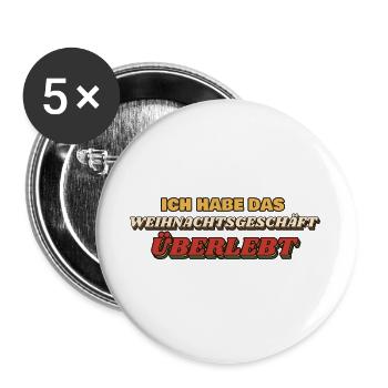 Weihnachtsgeschäft überlebt - Einzelhandel - Buttons groß 56 mm (5er Pack) - Weiß - Vorne