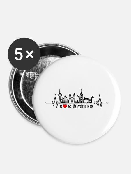 Ich liebe Münster Skyline - Buttons groß 56 mm (5er Pack) - Weiß