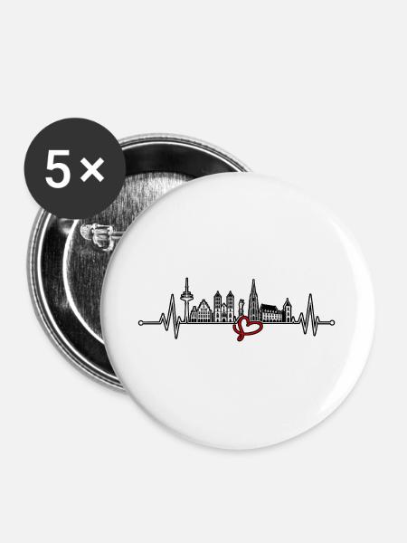 Stadtherz Skyline Verbindung - Buttons groß 56 mm (5er Pack) - Weiß