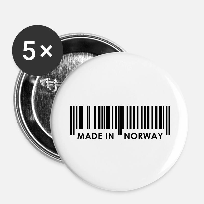 Bar Code "Made in Norway" - Buttons large 2.2''/56 mm (5-pack) - white