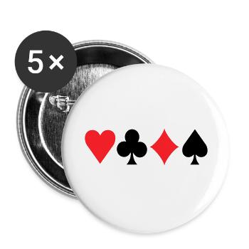 Poker Signs - Buttons groß 56 mm (5er Pack) - Weiß - Vorne