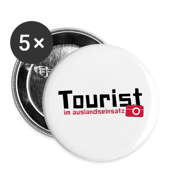 Tourist im Auslandseinsatz - Buttons groß 56 mm (5er Pack) - Weiß - Vorne