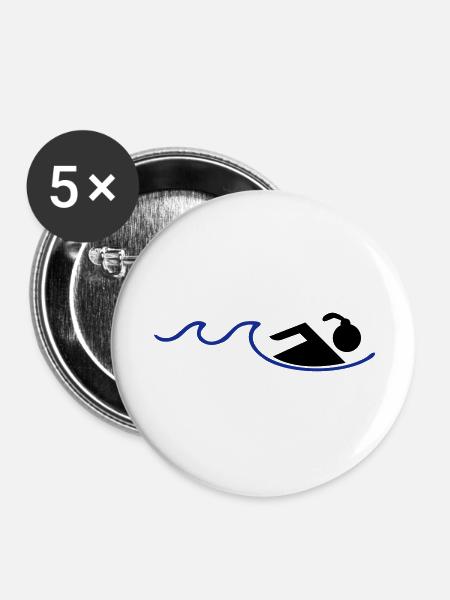 swimming - Buttons large 2.2''/56 mm (5-pack) - white