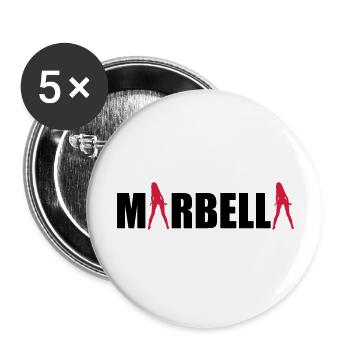 Marbella sexy Girls holiday Spain - Buttons groß 56 mm (5er Pack) - Weiß - Vorne