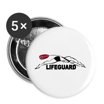 Lifeguard sauveteur aquatique - Lot de 5 grands badges (56 mm) - blanc - Devant