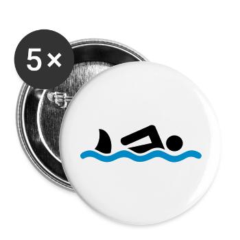 schwimmen - Buttons groß 56 mm (5er Pack) - Weiß - Vorne