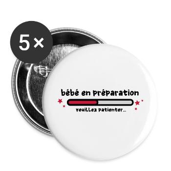 bébé en préparation - Lot de 5 grands badges (56 mm) - blanc - Devant