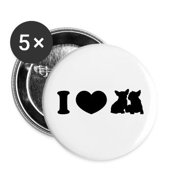 I ♥ frenchies - Lot de 5 grands badges (56 mm) - blanc - Devant