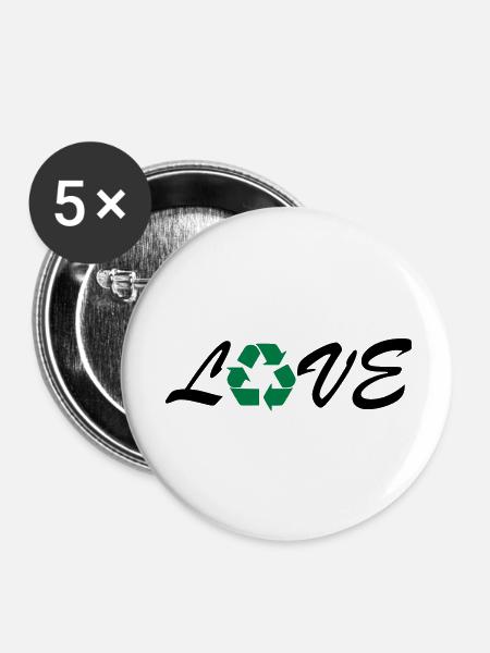 recycling - Buttons groß 56 mm (5er Pack) - Weiß