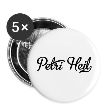 Petri Heil - Buttons groß 56 mm (5er Pack) - Weiß - Vorne