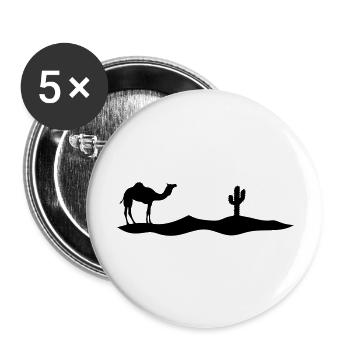Kaktus Kamel Silhouette Umriss Schwarz Dromedar - Buttons groß 56 mm (5er Pack) - Weiß - Vorne