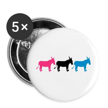 3 amis équipage partie rangée âne cheval poney petit p - Lot de 5 grands badges (56 mm) - blanc - Devant
