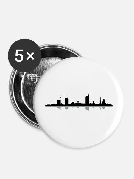 Leipzig Skyline - Buttons large 2.2''/56 mm (5-pack) - white