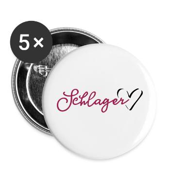 Schlager Herz Schlagerherz - Buttons groß 56 mm (5er Pack) - Weiß - Vorne
