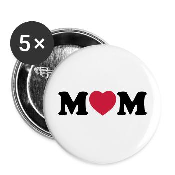 Mom heart - Buttons large 2.2''/56 mm (5-pack) - white - Front