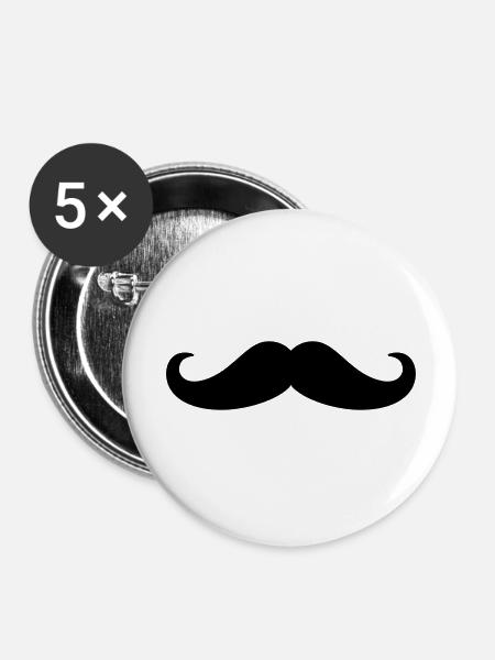 Mustache - Buttons groß 56 mm (5er Pack) - Weiß