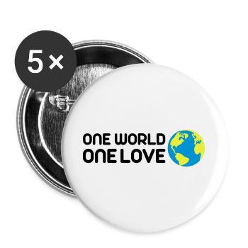 One World One Love - Buttons groß 56 mm (5er Pack) - Weiß - Vorne