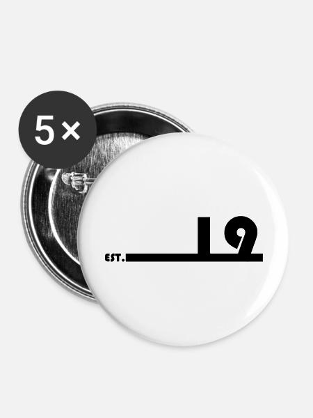 19_Black - Buttons groß 56 mm (5er Pack) - Weiß