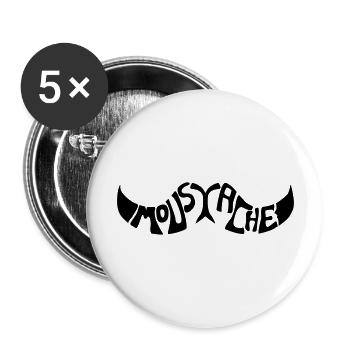 Moustache - Lot de 5 grands badges (56 mm) - blanc - Devant